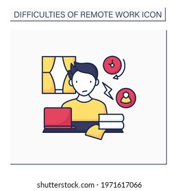 Remote work color icon. Conflict unaddressed longer. Stressful atmosphere at work.Career difficulties concept. Isolated vector illustration