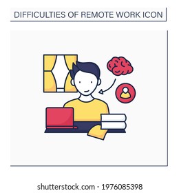 Remote work color icon. Learning and mentorship. Improve work skills. Studying new information. Career difficulties concept. Isolated vector illustration