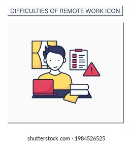 Remote work color icon. Prioritizing work. Important tasks list. Focused. Career difficulties concept. Isolated vector illustration