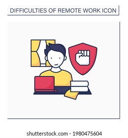 Remote work color icon. Staying motivated. High productivity. Career difficulties concept. Isolated vector illustration