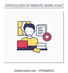 Remote Work Color Icon. Tribal Knowledge. Lack Of Documentation. Organization Collective Wisdom.Career Difficulties Concept. Isolated Vector Illustration