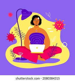 Remote work - colorful flat design style illustration