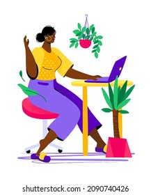 Remote work - colorful flat design style illustration