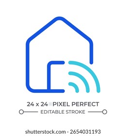 Remote work colorful line ui icon. Smart house. Modern technology. Wifi, online. Automation system, control. Isolated vector duotone linear symbol. User interface element, pixel perfect