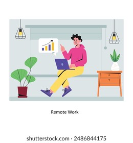 Remote Work concept flat style stock illustration with background . EPS 10 File 