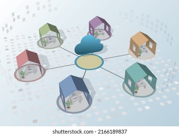 Remote work connected by the cloud Vector Illustration