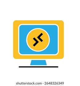 Remote Work. Remote desktop icon. Computer screen with remote symbol. collaboration, online, remote. Flat design style