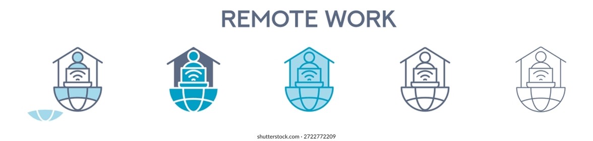 Remote Work Element For Design Graphic - Multi Styles. Vector Illustration Of Two Colored And Black. Multiple Icons Designs Can Be Used For Mobile, Ui, Web