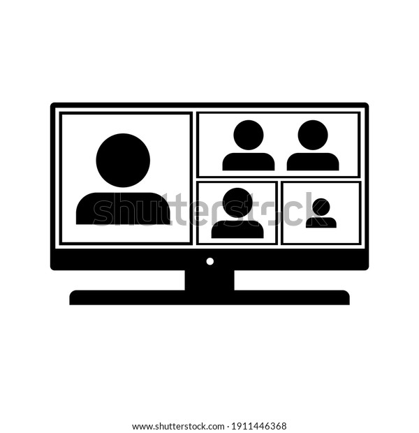 Remote work, flat icon. Video conference\
vector illustration
