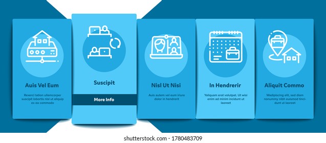 Remote Work Freelance Onboarding Mobile App Page Screen Vector. Work At Home, Internet Job And Online Consultation Operator, Teleworking And Conference Illustrations