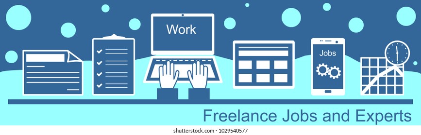 Remote work as a freelancer. Modern information technology, the workplace, tools freelancer and working space. 