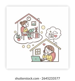 Remote Work and Freelancing Doodle Icons