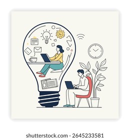 Trabajo remoto e iconos de Doodle independientes