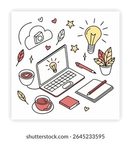 Trabajo remoto e iconos de Doodle independientes
