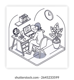 Trabajo remoto e iconos de Doodle independientes