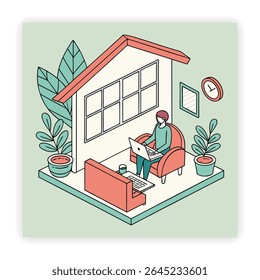 Trabajo remoto e iconos de Doodle independientes