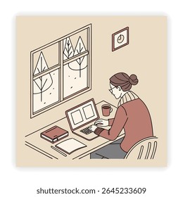 Ícones de Trabalho Remoto e Doodle de Freelancing