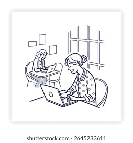 Trabajo remoto e iconos de Doodle independientes