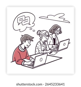Trabajo remoto e iconos de Doodle independientes