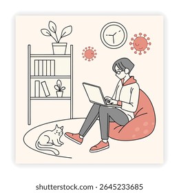 Trabajo remoto e iconos de Doodle independientes