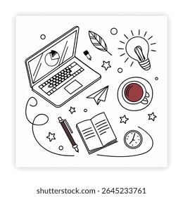 Trabajo remoto e iconos de Doodle independientes