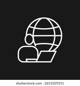 Remote Work and Global Communication Icon with Person at Laptop for International Business and Online Learning