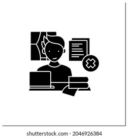 Remote Work Glyph Icon. Tribal Knowledge. Lack Of Documentation. Organization Collective Wisdom.Career Difficulties Concept. Filled Flat Sign. Isolated Silhouette Vector Illustration