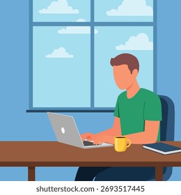 Remote-Arbeit von zu Hause aus (flache Abbildung)