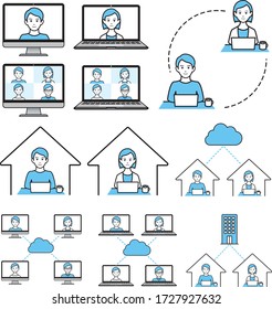 icono de trabajo remoto en casa