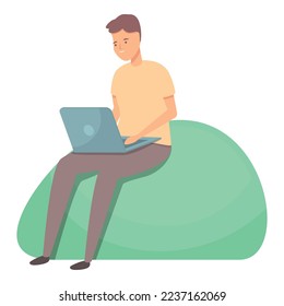 Remote work icon cartoon vector. Online education. Smart social