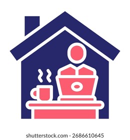 Remote Work Icon Color Fill Style Vector Illustration