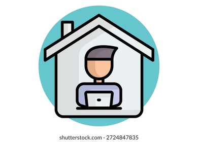 Remote work icon. colored outline icon style. icon related to benefit. business elements vector illustration