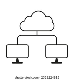 remote work icon, communication global cloud access, collaboration anywhere, employee distant teamwork. Vector illustration. stock image.
