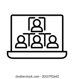 Remote work icon. Flat pictogram for web. Line stroke. Isolated on white background. Outline vector eps10. Online communication at home