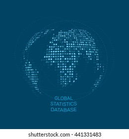 Remote work icon. Global statistics database vector unusual dot earth vector illustration. Our planet on blue background. Digital world design logo.