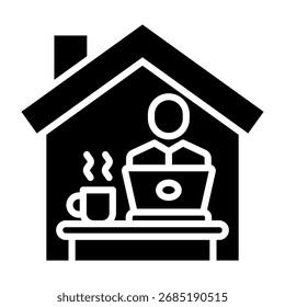 Ilustración vectorial de estilo de glifo de icono de trabajo remoto
