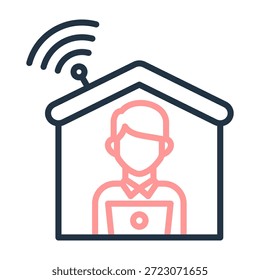 Ilustración vectorial de diseño de color de línea de icono de trabajo remoto