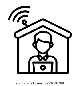 Ilustración vectorial de diseño de línea de icono de trabajo remoto