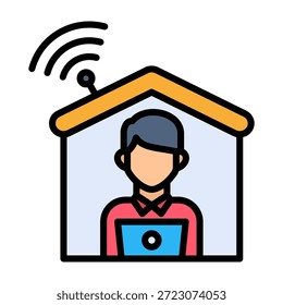 Icono de trabajo remoto Ilustración vectorial de diseño de color lineal