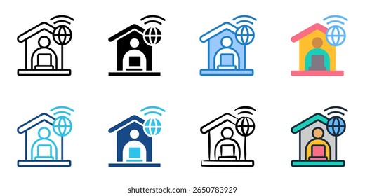 Remote work icon set multiple style collection 

