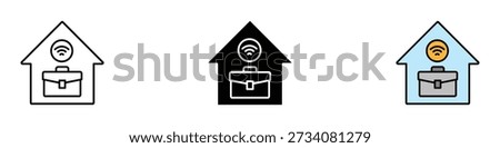 Remote work icon vector. home office and wireless internet connection symbol. vector illustration.