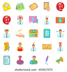 Remote work icons set. Cartoon set of 25 remote work vector icons for web isolated on white background
