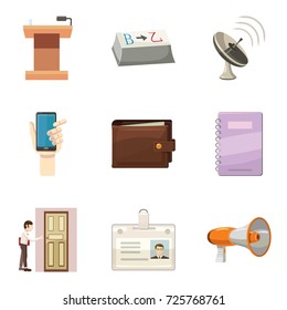 Remote work icons set. Cartoon set of 9 remote work vector icons for web isolated on white background
