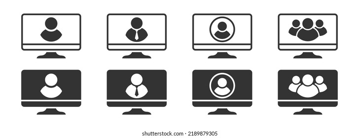 Remote work icons set. Home office in quarantine times. Remote learning. Vector illustration.