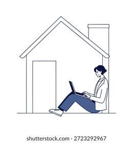 Persona de ilustración de trabajo remoto trabajando en casa