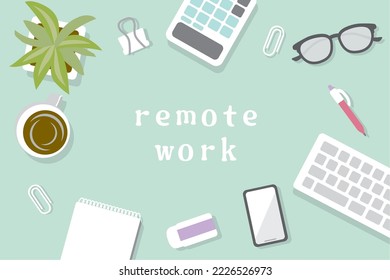 Remote work illustration of working from a room or cafe