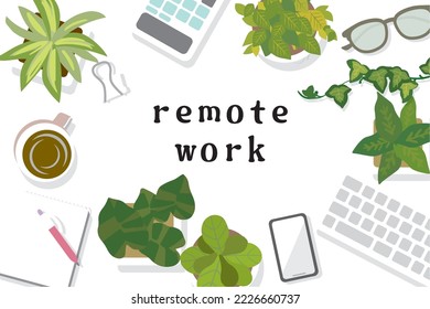 Ilustración remota del trabajo desde una habitación o cafetería