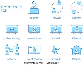 remote work image icon set,vector illustration