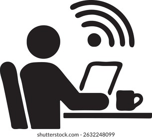 Vetor de ícone Wi-Fi do notebook de trabalho remoto