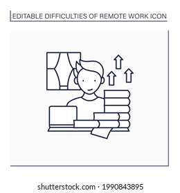 Remote work line icon. Career advancement takes extra work. Increase productivity. Many tasks. Successful.Career difficulties concept. Isolated vector illustration. Editable stroke